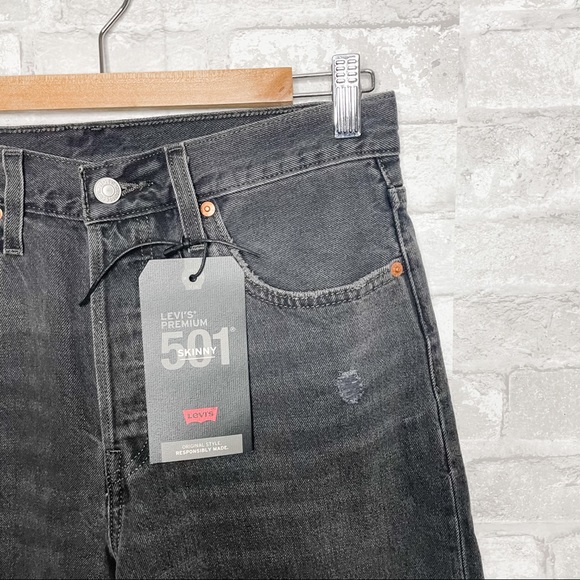 Levi's 501 High Rise Skinny Jeans Black Mail NWT - Picture 10 of 12